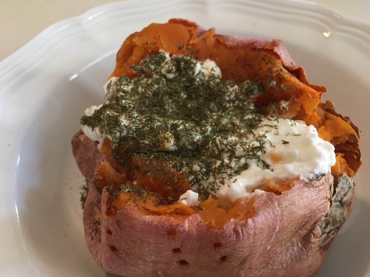 Sweet Potato with Cottage Cheese & Dill