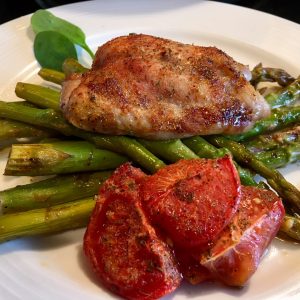 Roasted Chicken, Asparagus, & Tomato